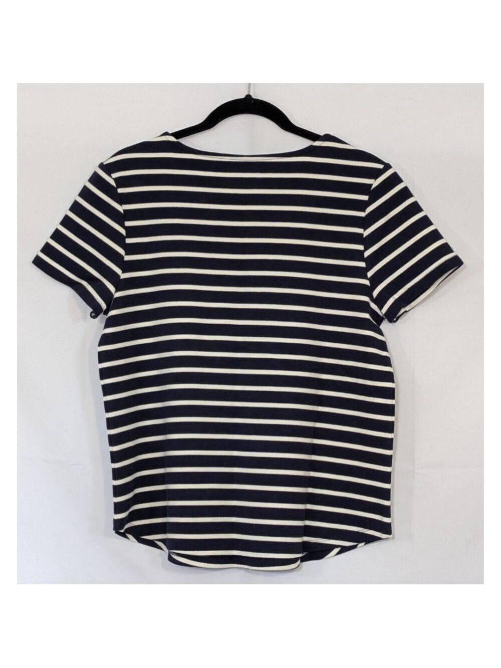 Marled Essentials T Shirt Navy White Large Striped Top - Picture 2 of 3